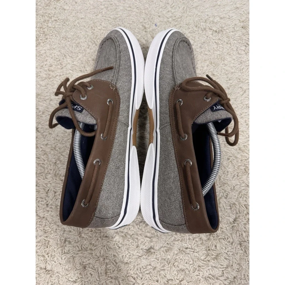 Sperry Top Sider Halyard Brown Canvas Lace Up Boat Shoes Mens 12 STS21489 Casual